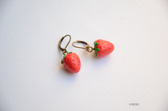 Strawberry Earrings Polymer Clay Strawberry Earrings Polymer