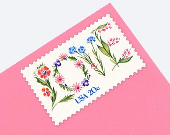 25 Floral Love Stamps - 20c - Vintage 1982 - Unused Postage - Quantity of 25
