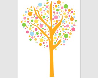 Tree Dot Nursery Decor - 11x17 Print - Kids Wall Art for Nursery - CHOOSE YOUR COLORS