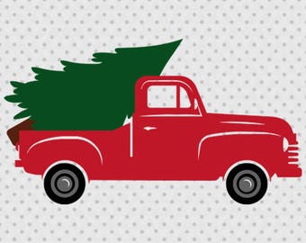 Christmas truck svg, Vintage Truck svg, Old Pickup Truck svg, Truck svg, Pickup Truck svg, Christmas Tree svg, Pine Tree Svg