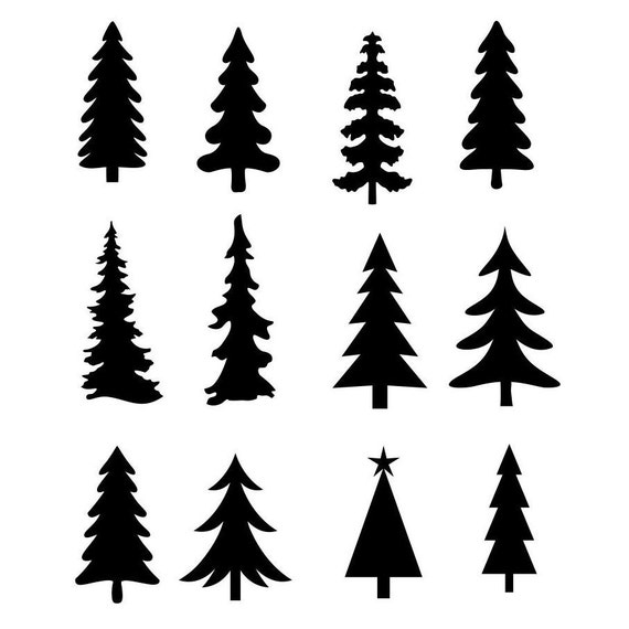 Christmas Tree Evergreen Clipart Silhouettes eps dxf pdf png