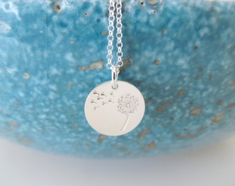 Sterling silver dandelion necklace, dandelion necklace, wish necklace