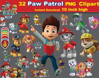32 x Paw Patrol printable Digital Clipart Graphic Instant Download - Scrapbooking , Instant Download