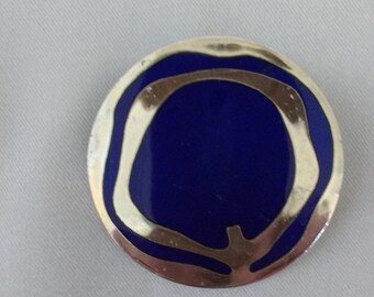 De Passille Sylvestre cobalt blue and silver modernist brooch