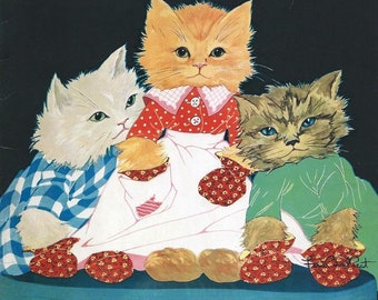 THREE LITTLE KITTENS, Fern Bisel Peat, 1931, Large soft cover in excellent condition, adorable cat artwork