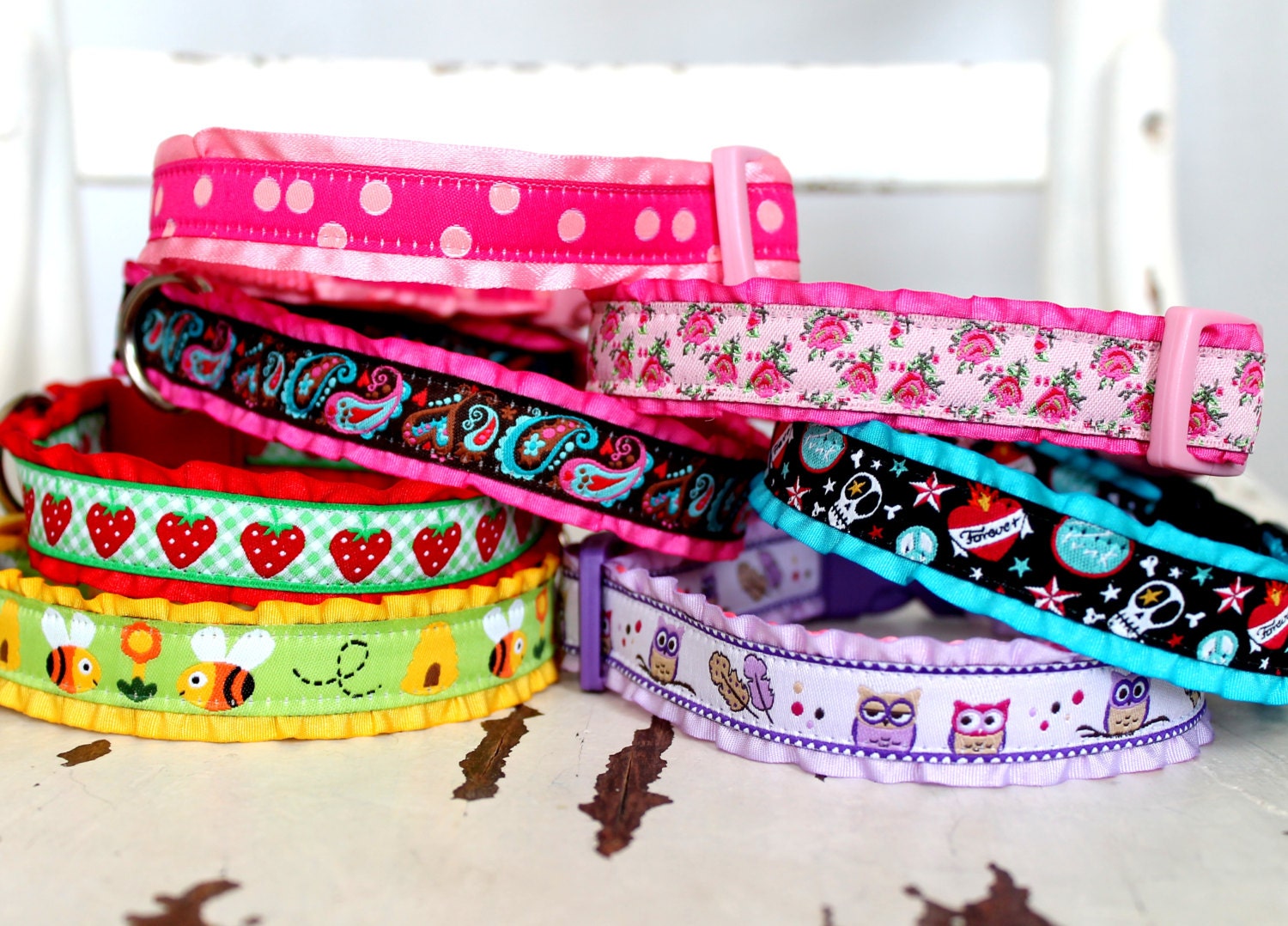 Add Ruffle to your 3/4 inch or 5/8 inch Collar / Collar