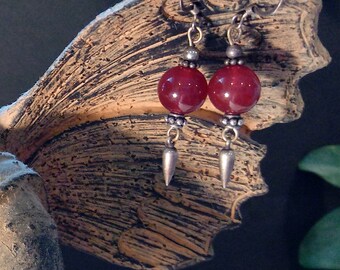 Carnelian pierced earrings vintage elements