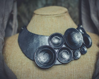 Statement necklace Bib necklace silver necklace Large silver necklace polymer clay necklace