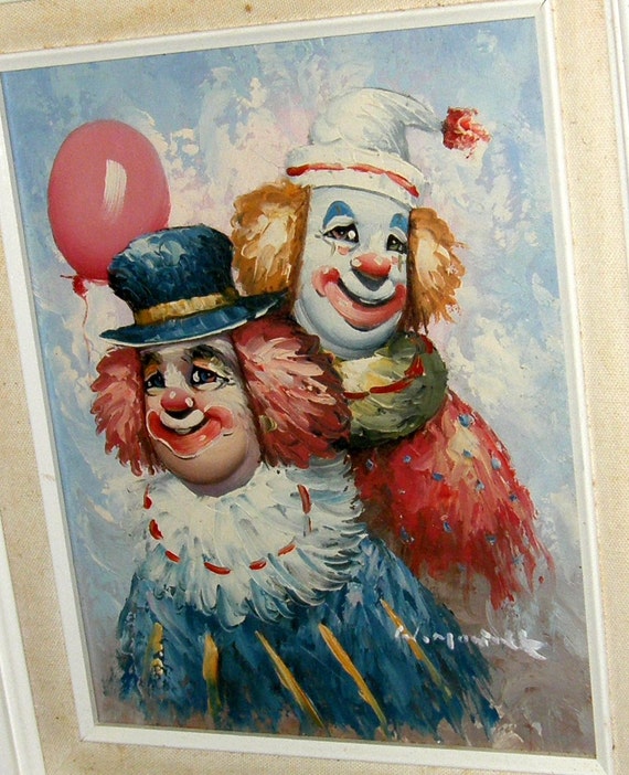 William Moninet Original Signed Framed Oil Canvas Clown