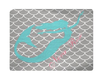 Mermaid -Customized Rug- Carpet -Floor Mat, Custom Home decor, Many Colors Available