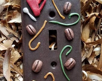 polymer clay coffee java latte light switch plate