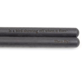 Size 5A Personalized BLACK Wood DrumSticks, Drum Sticks, Vic Firth Hickory, Custom Laser Engraved Name, natural wood oval tips, drm0012