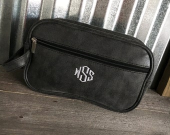Toiletry Bag/Men's Toiletry/Shaving Bag with Three Initial Monogram/Groomsman gift
