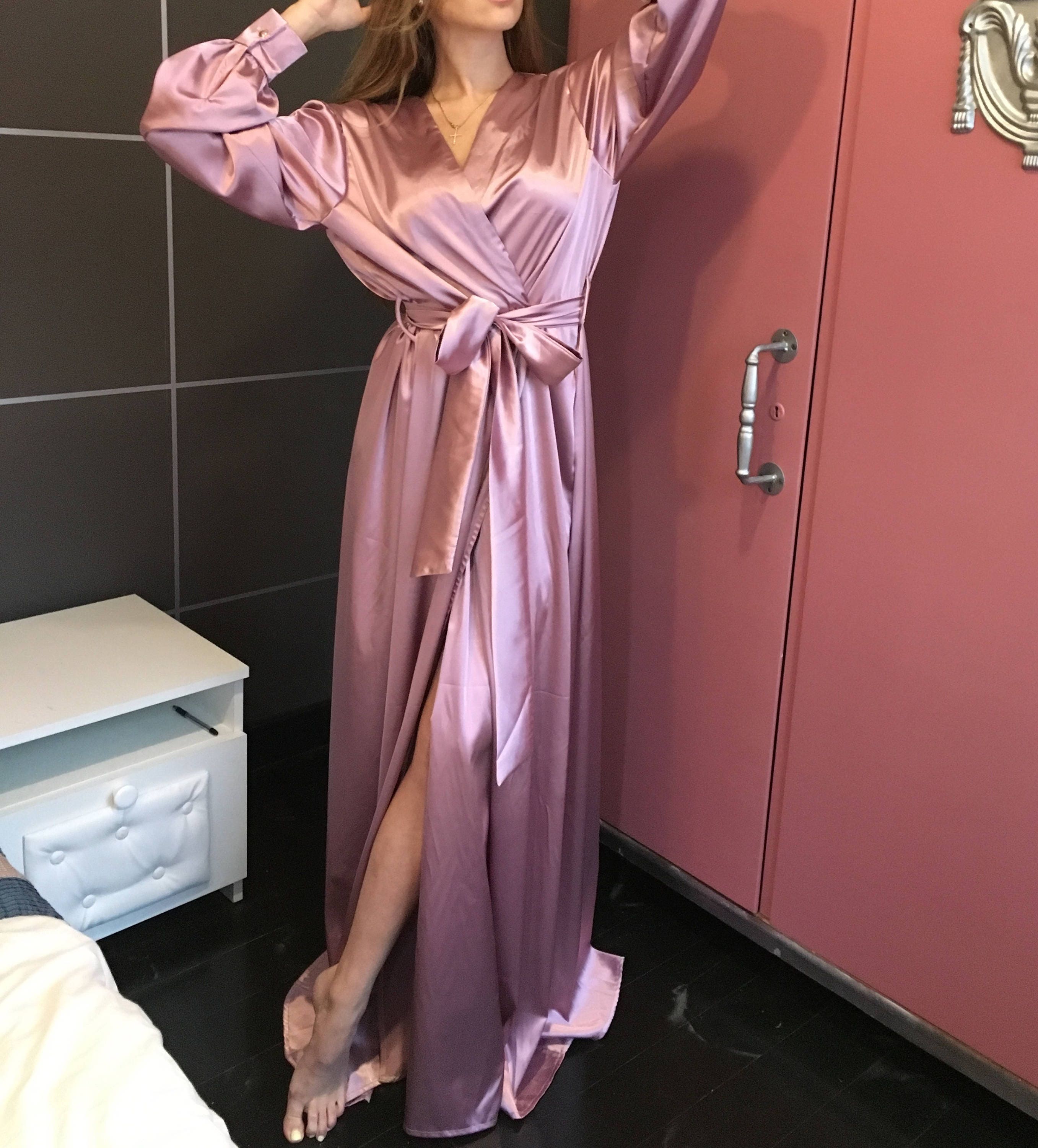 Satin long robe Bridesmaid satin long dress Bridal extra