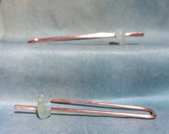 Green aventurine and copper threader earring