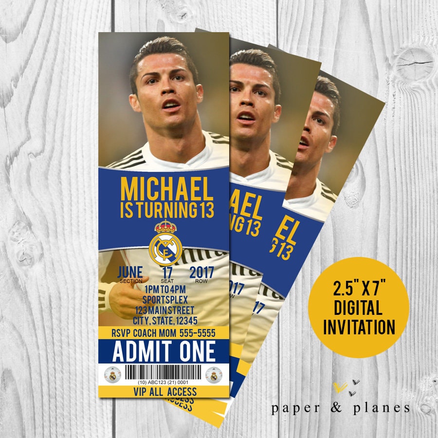 Invitación De Cumpleaños Para Imprimir De Cristiano Ronaldo