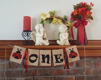 Ladybug Banner, Ladybug 1st Birthday Banner, Garden One Banner, Ladybug Burlap Banner, Ladybug Party, Girl Ladybug Banner