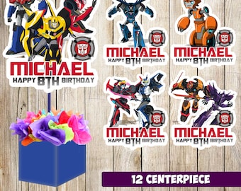 12 Transformers Robots In Disguise centerpieces, Transformers printable centerpieces, Transformers party supplies, Transformers birthday