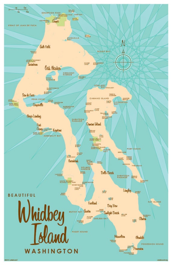 Whidbey Island WA Map Print