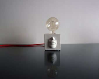 Concrete Lamp with a beautiful face, Modern Lamp, Concrete lamp, Edison lamp, Home decor lamp, Industrial lamp, Table lamp, Desk lamp