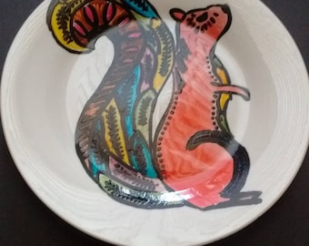 Beautiful hand painted squirrel side plate