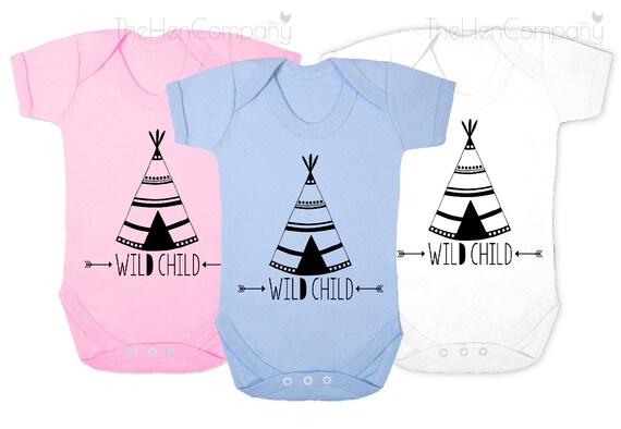 Tipi Baby Clothes Teepee Bodysuit Wild Child Quote Short