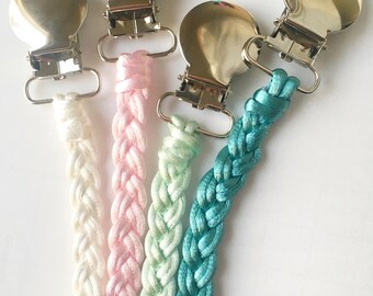 Pacifier Clip - Braided pacifier clip - Pacifier holder - Braided pacifier holder - Soft pacifier clip - binky clip - Paci clip - baby gift