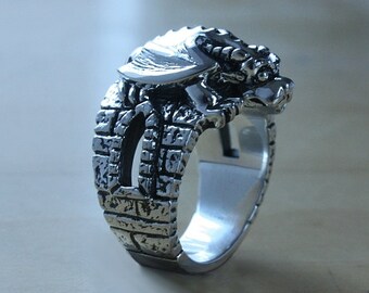 Gargoyle ring - Sterling silver