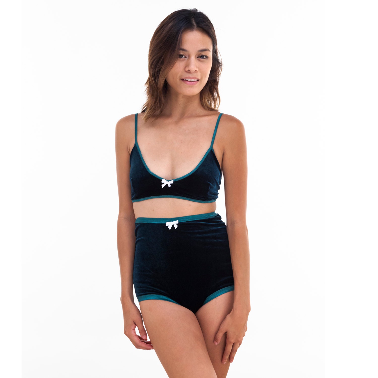 Green Velvet Lingerie Matching bralette and panties sexy