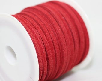 Red Faux Suede Cord, 5mt/ 10mt/ 20mt/ 50m Faux Suede Cord, Red Jewelry Cord for Jewelry Accessories