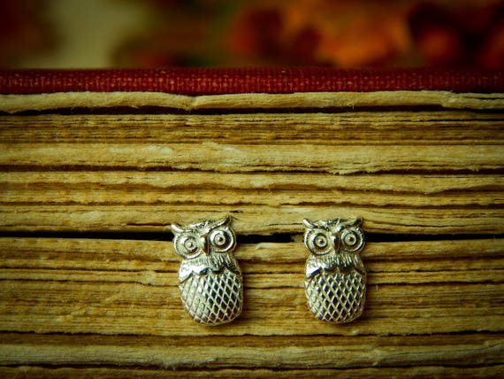 Wisdom Studs, Owl Sterling Silver Studs