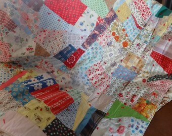 Unique vintage hand made patch work quilt
