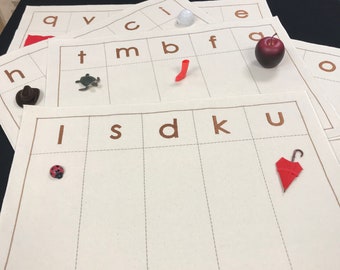 Montessori Language - Embroidered Beginning Sounds Activity Mats (Set of 5)