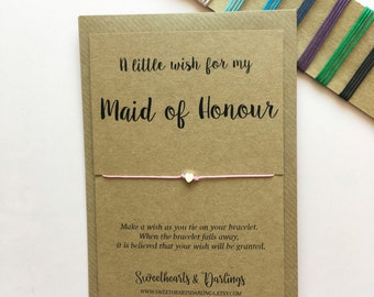 A little wish for my maid of honor, maid of honour gift, maid of honor wish string bracelet, maid of Honor bracelet, maid of honor proposal