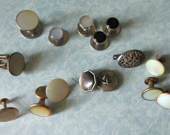 Mother of Pearl Cufflinks, Shirt Studs, Tie Clips Destash Lot of 14