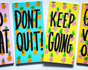 Pineapple Wall Canvas Art - Word Painting - Inspirational Painting - Motivational Painting