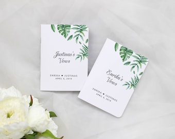 Wedding Vow Book, His and Her Vow Books, Greenery Wedding Vow Booklets, His and Her Vows, Watercolor Vows, Set of 2 Books, VB015A