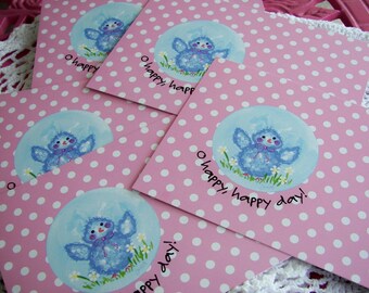 Hand Painted Love Boxes Bluebird Postcard Pack 5
