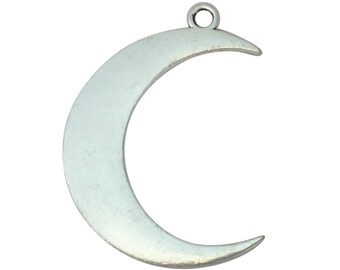 4 Silver Crescent Moon Charm Pendant 44x31mm by TIJC SP1290