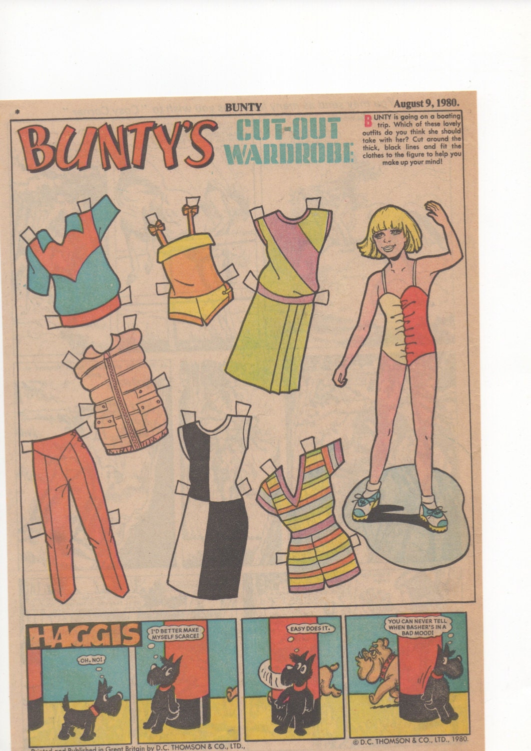 Vintage Paper Doll Buntys Cut Out Wardrobe Bunty