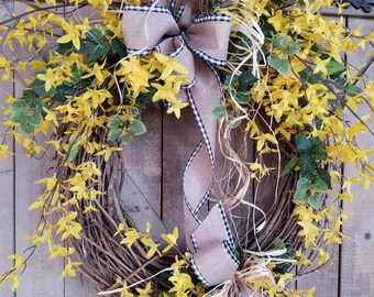 26" Forsythia Wreath, Yellow Wreath, door Wreath, Summer Wreath, Front Door Wreath, Forsythia door wreath, Yellow door wreath, Spring Wreath