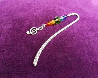 Rainbow treble clef bookmark