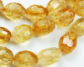 Citrine, 13.5*9.5mm Faceted Oval Gemstone, One full strand Gemstone Strand, about 26 beads,hole1mm -GEM0619