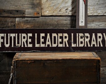 Custom Distressed Library Sign - Rustic Hand Made Vintage Wooden ENS1000631