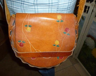 Large Leather Hippie Bag 1970's
