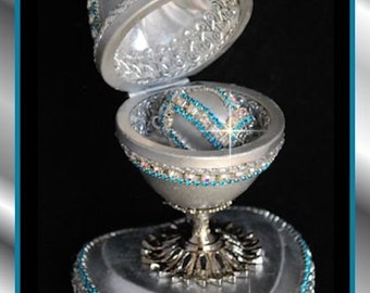 Faberge Style Egg Art Goose Egg Trinket box.