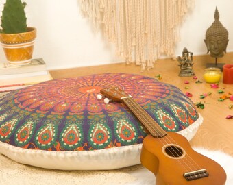Pouf Ottoman Meditation Pouf Floor Cushion Seating Area Pouffes Round Meditation Cushion FILLER NOT INCLUDED