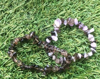 one smoky quartz or Amethyst + smoky quartz Baroque bracelets