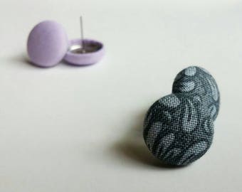 Fabric button earrings earrings buttons fabric - made in Quebec