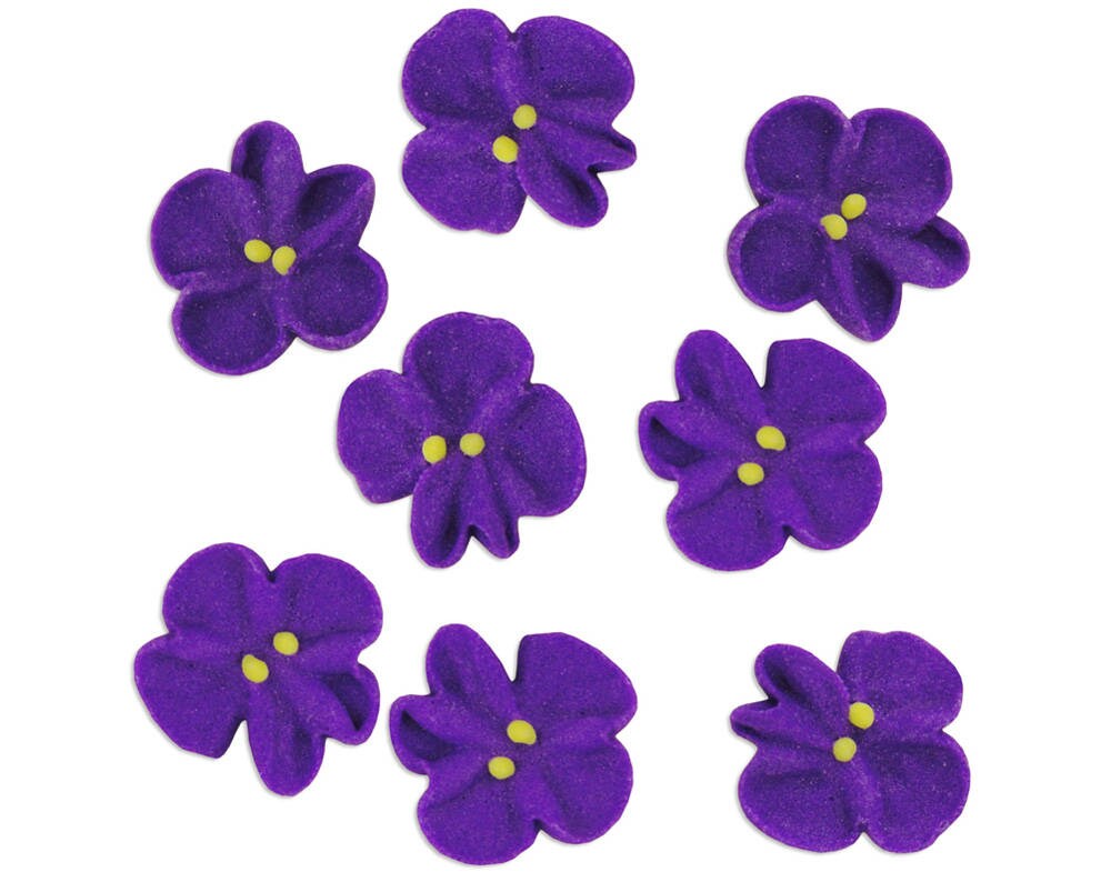 Violet Icing Flowers Edible Royal Icing Purple Flowers For